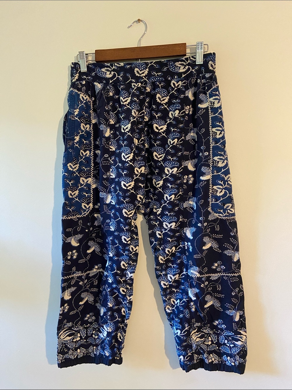 Ulla Johnson Navy and White Floral Jogger Pants